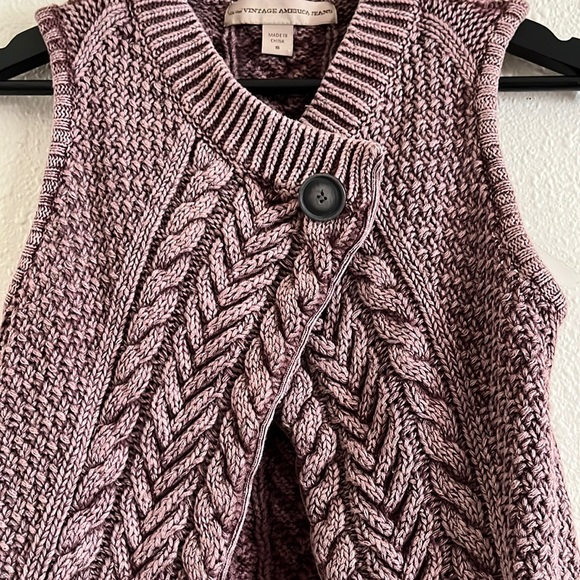 Vintage America Jeans Co Purple Cable-Knit Vest - Picture 2 of 6